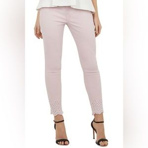 Ted Baker Massiee crop Embroidered Jeans, Baby Pink